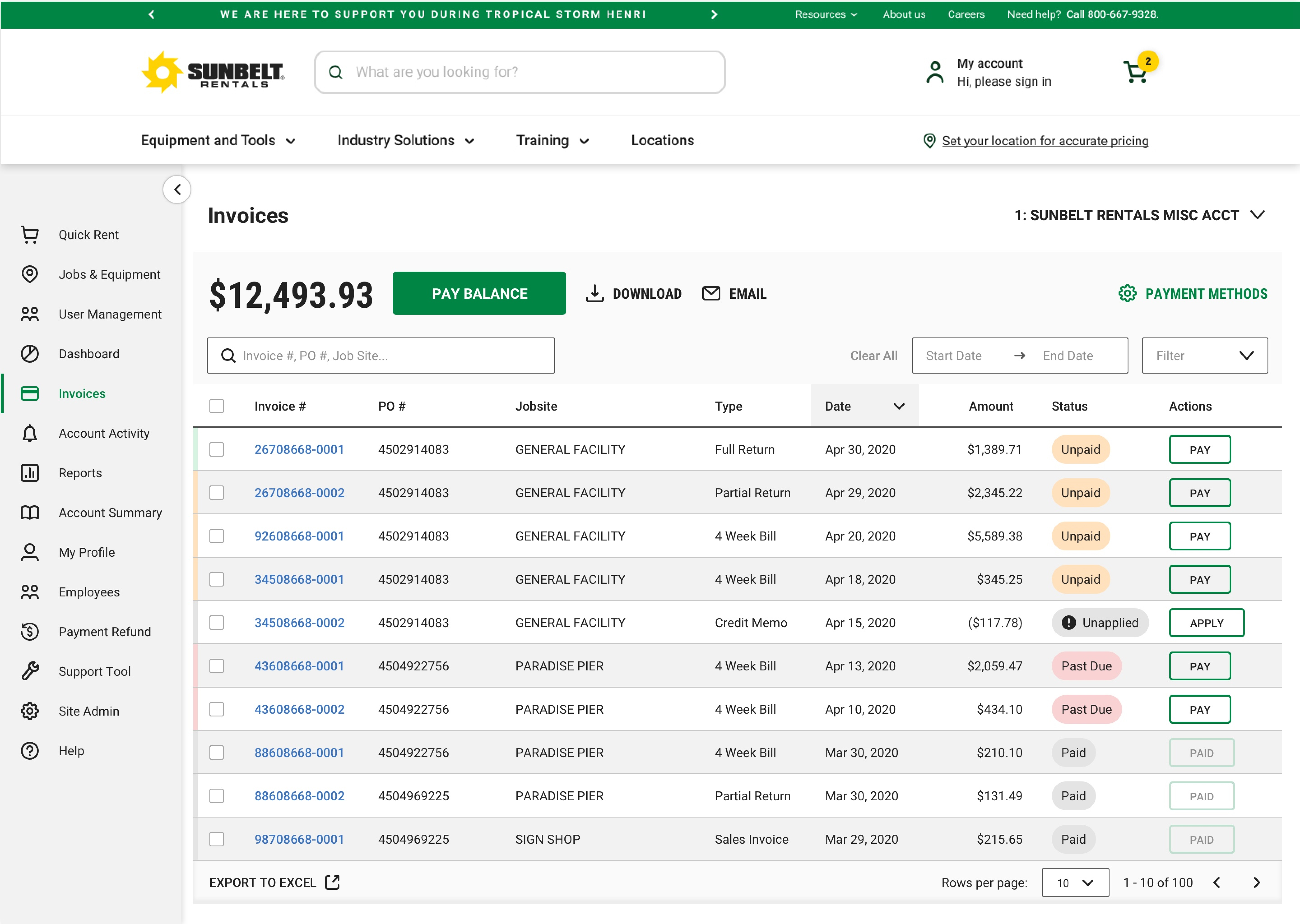 Invoice Table Design